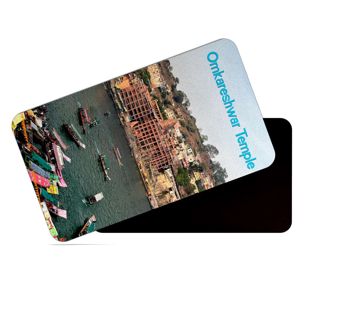 dhcrafts Multicolor Madhya Pradesh Omkareshwar Temple Design Rectangular Rubber Matte Finish Fridge Magnet / Magnetic Card Pack of 1 (8.6cm x 5.4cm)